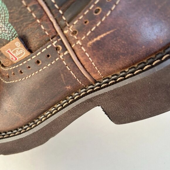 Justin Gypsy Brown Leather Teal Embroidered Cowboy Boots Womens Size 6B Boho - Picture 10 of 13